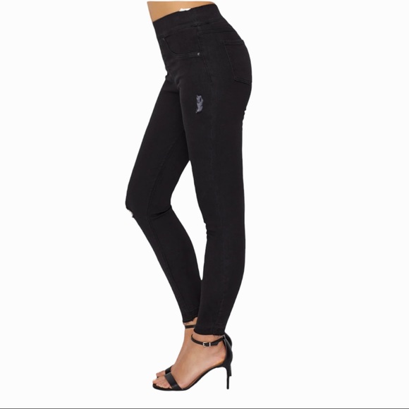 Spanx Distressed Skinny Jeans in Vintage Black - Picture 5 of 7